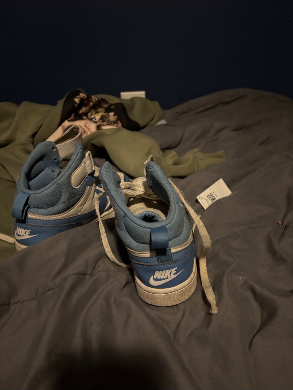 Nike Kids High-Top Sneakers in Sky Blue and White